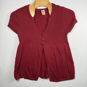 Vintage Faded Glory Woman Maroon Buttoned Cardigan Sweater Size 2X (18W-20W) Y2K
